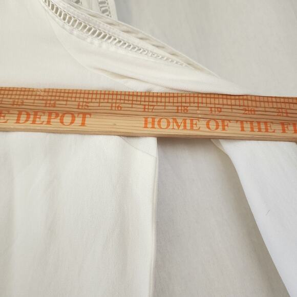 Ramy Brook Long Sleeve Top Cream Cold Shoulder Blouse Small Cut Out Crochet Silk - Picture 10 of 11